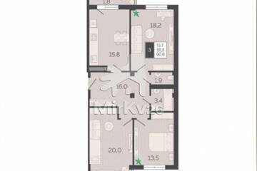 3-к квартира, 90,6 м², 2/9 эт.